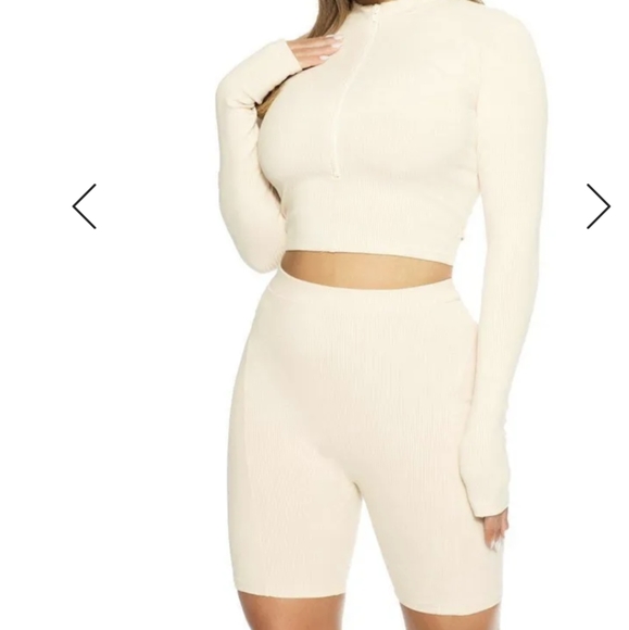 NWT Naked Wardrobe tan ribbed shorts - Picture 4 of 10